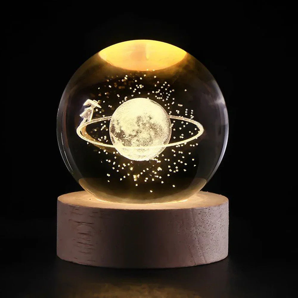 Kryształowa kula 3D planeta LED świecąca dekoracyjna