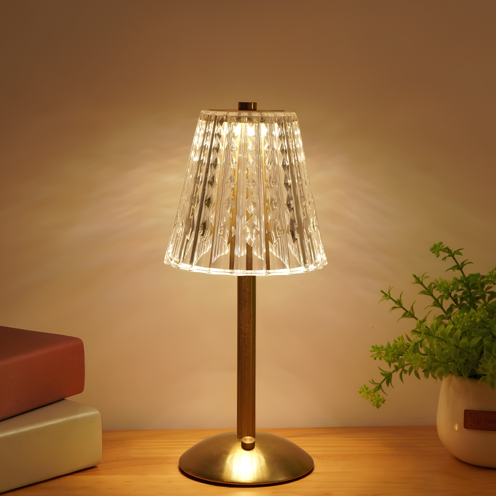 Elegancka LED lampa kryształowym dotykowym i regulacją jasności