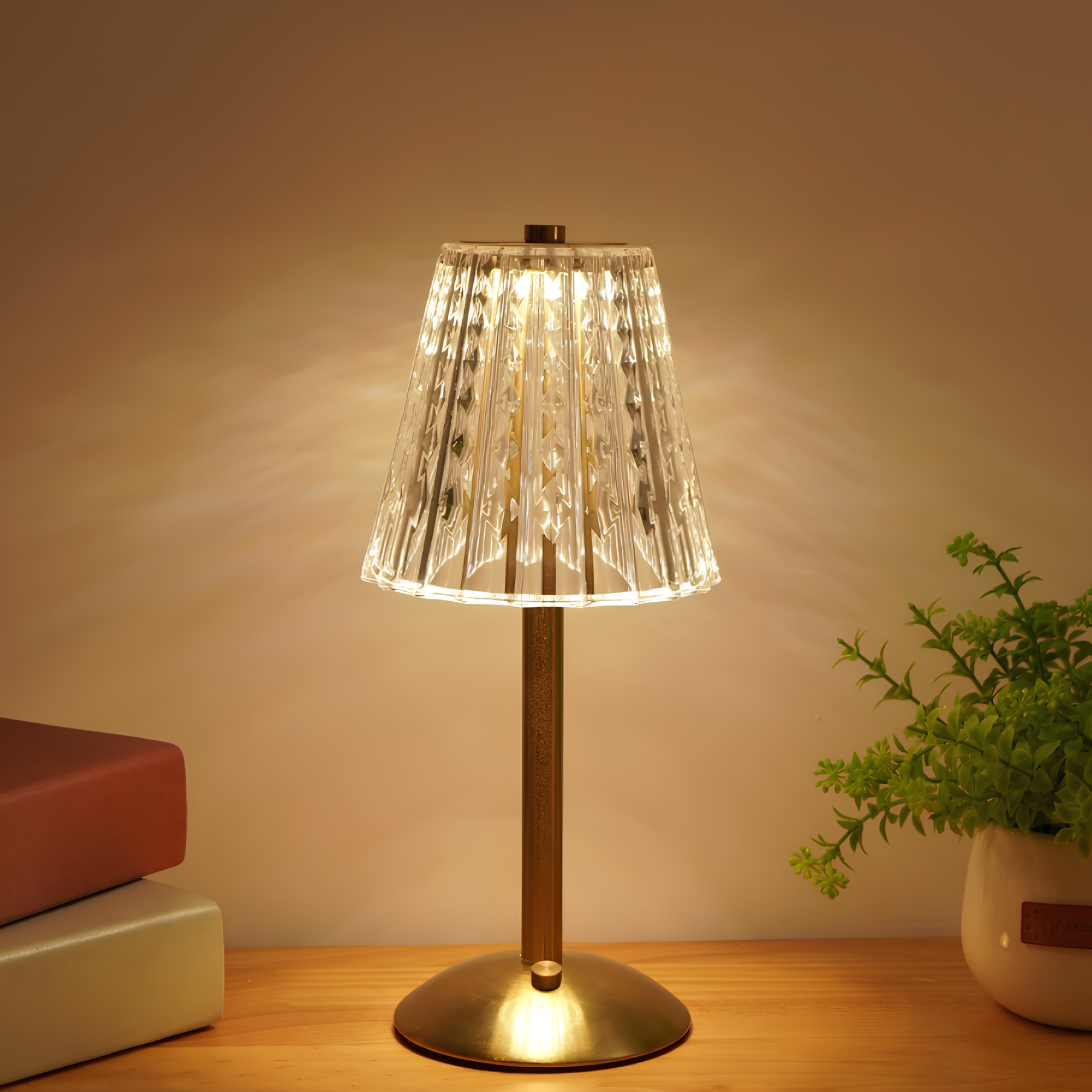 Elegancka LED lampa kryształowym dotykowym i regulacją jasności