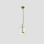 Vintage bursztynowa lampa wisząca ze złotymi detalami – ciepłe światło