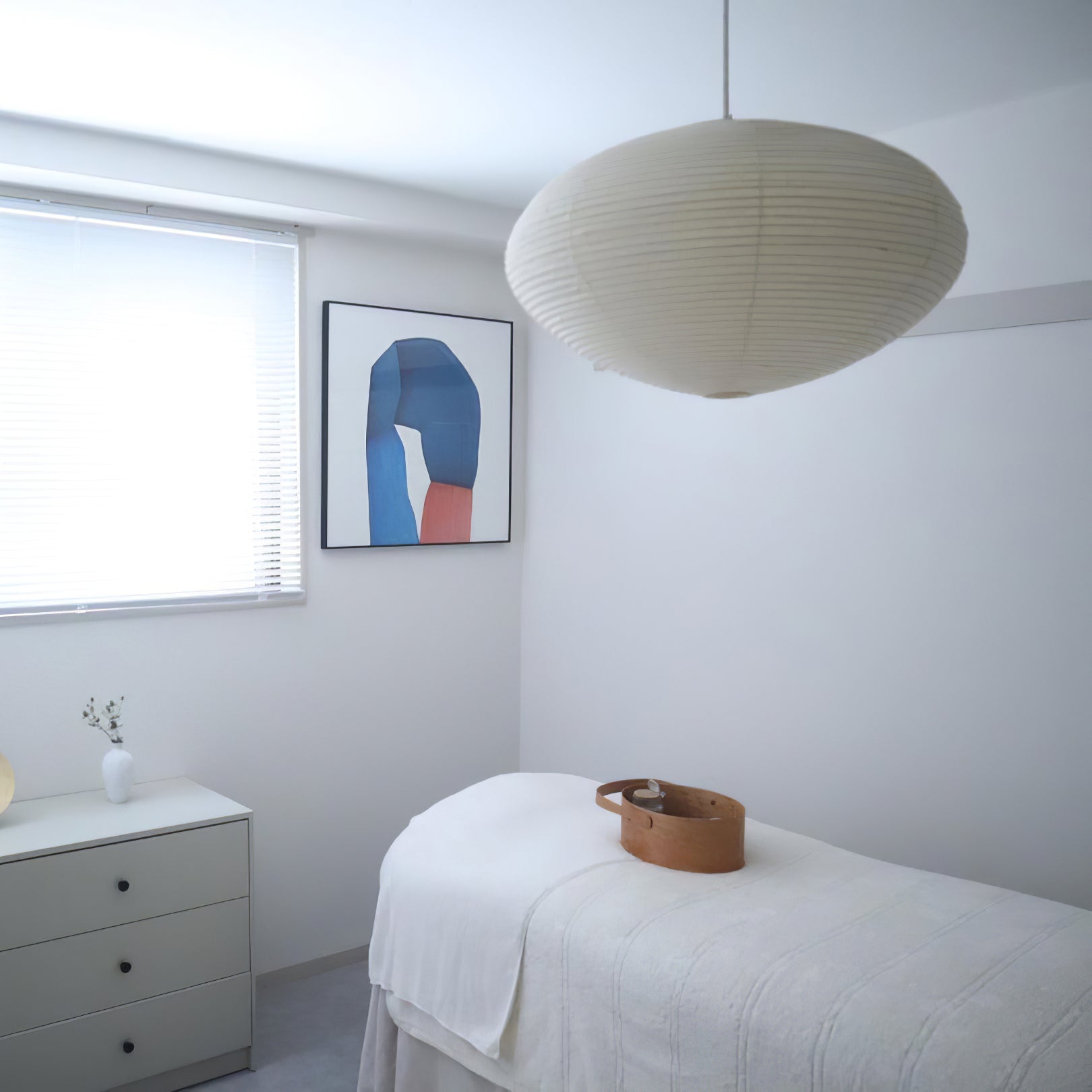Stylowa Designerska Biała Designerska lampa wisząca Japandi do salonu i jadalni