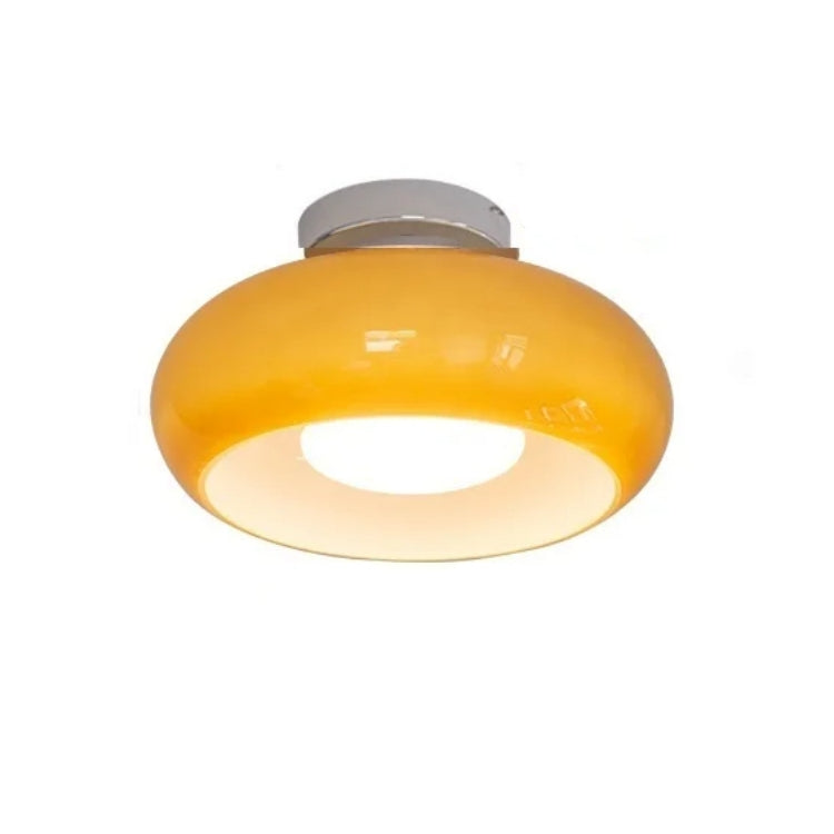 Klasyczna Lampa Sufitowa Szklana Bursztynowa Okrągła