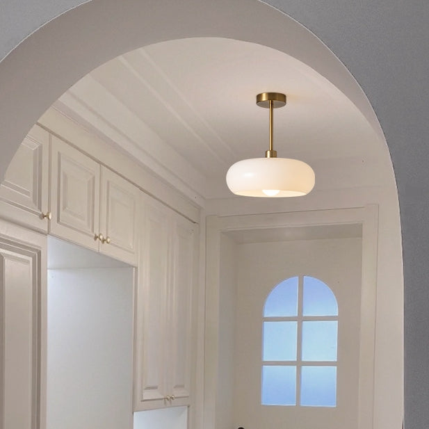 Klasyczna Lampa Sufitowa Szklana Bursztynowa Okrągła