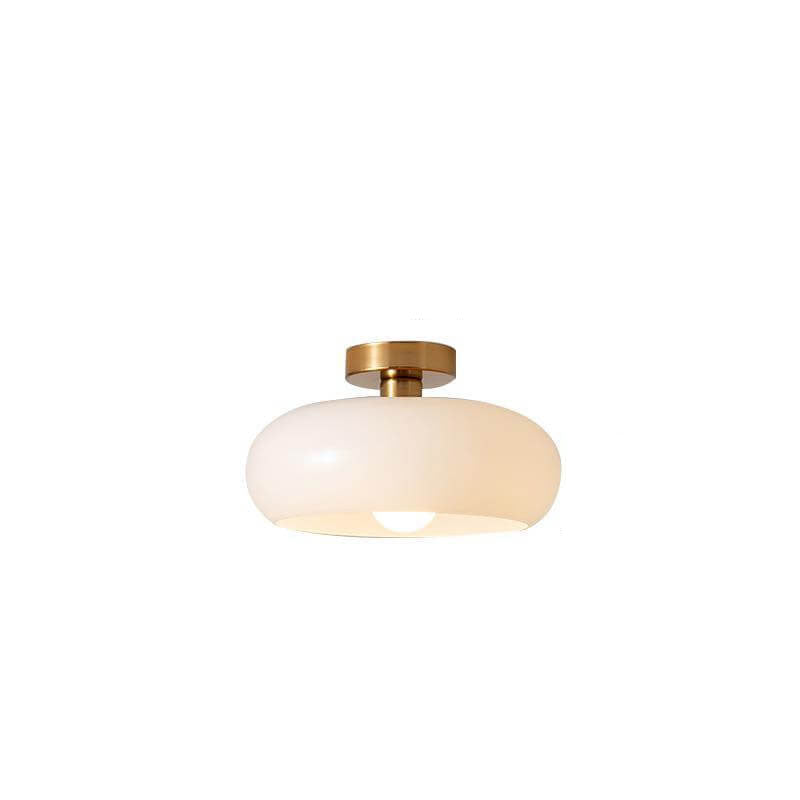 Klasyczna Lampa Sufitowa Szklana Bursztynowa Okrągła