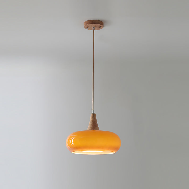 Praktyczna przytulna ciepła kolorowa szklana lampa wisząca do wnętrz domowych