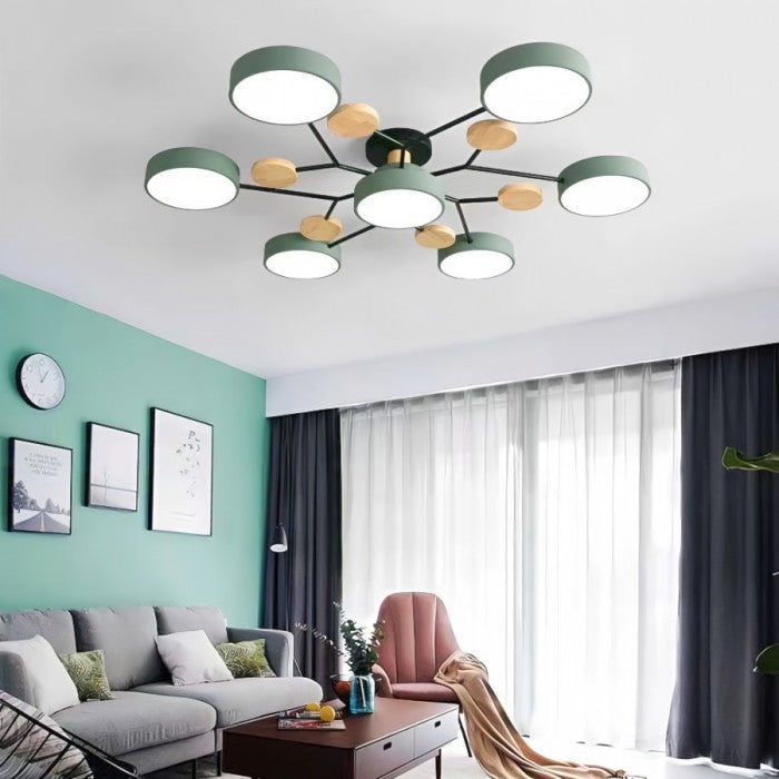 Okrągła lampa sufitowa LED z organicznymi liniami i sferyczną konstrukcją dysku