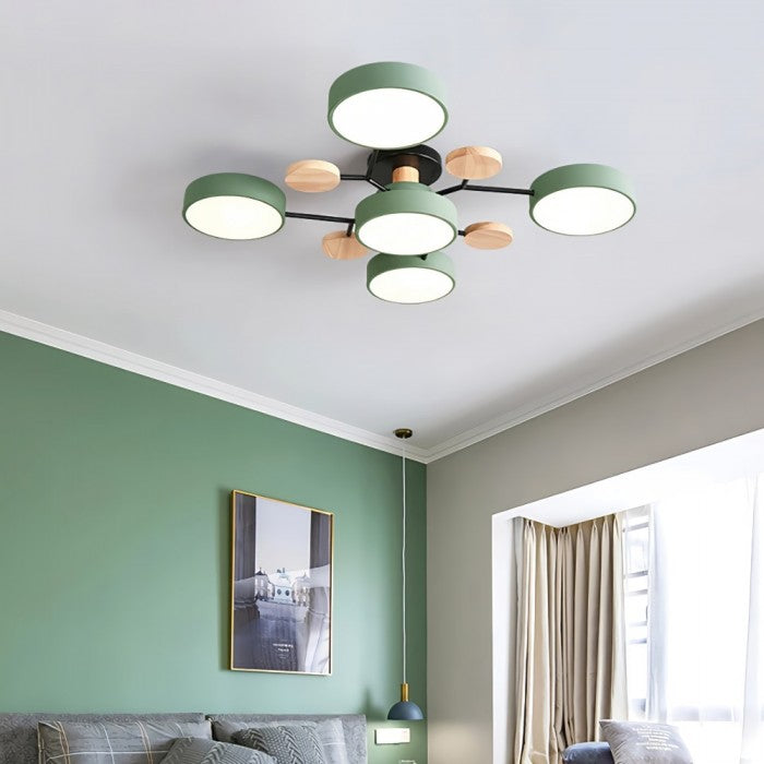 Okrągła lampa sufitowa LED z organicznymi liniami i sferyczną konstrukcją dysku