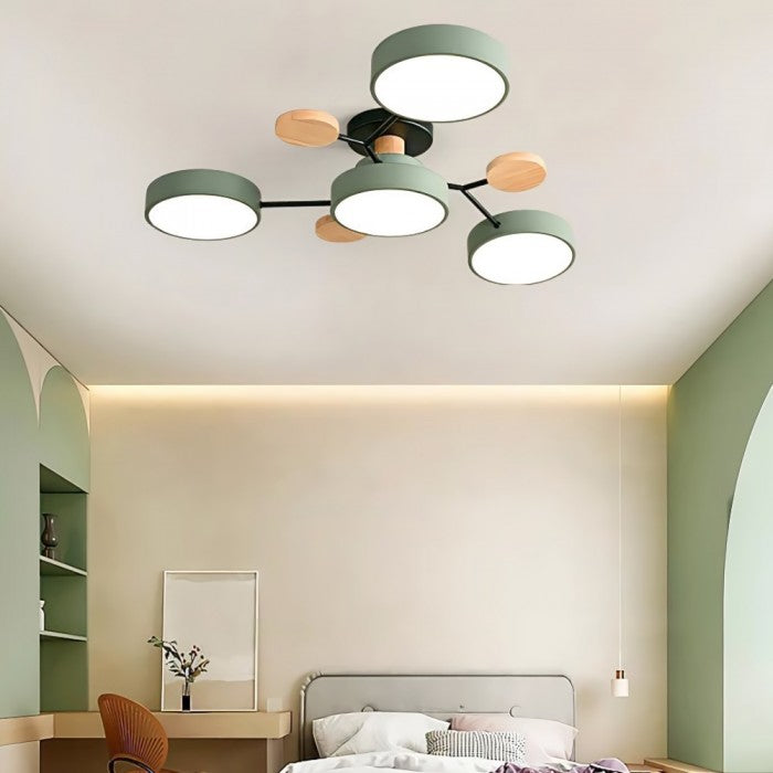 Okrągła lampa sufitowa LED z organicznymi liniami i sferyczną konstrukcją dysku