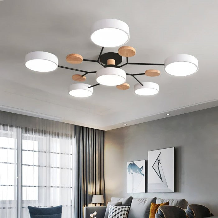 Artystyczna okrągła lampa sufitowa LED z organicznymi liniami i konstrukcja dysku sferycznego