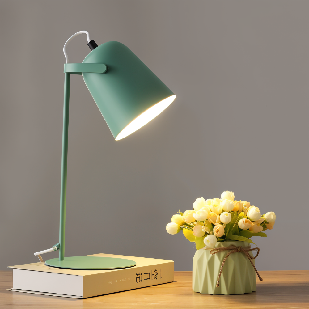 Regulowana nowoczesna lampa biurkowa LED z obrotowym kloszem
