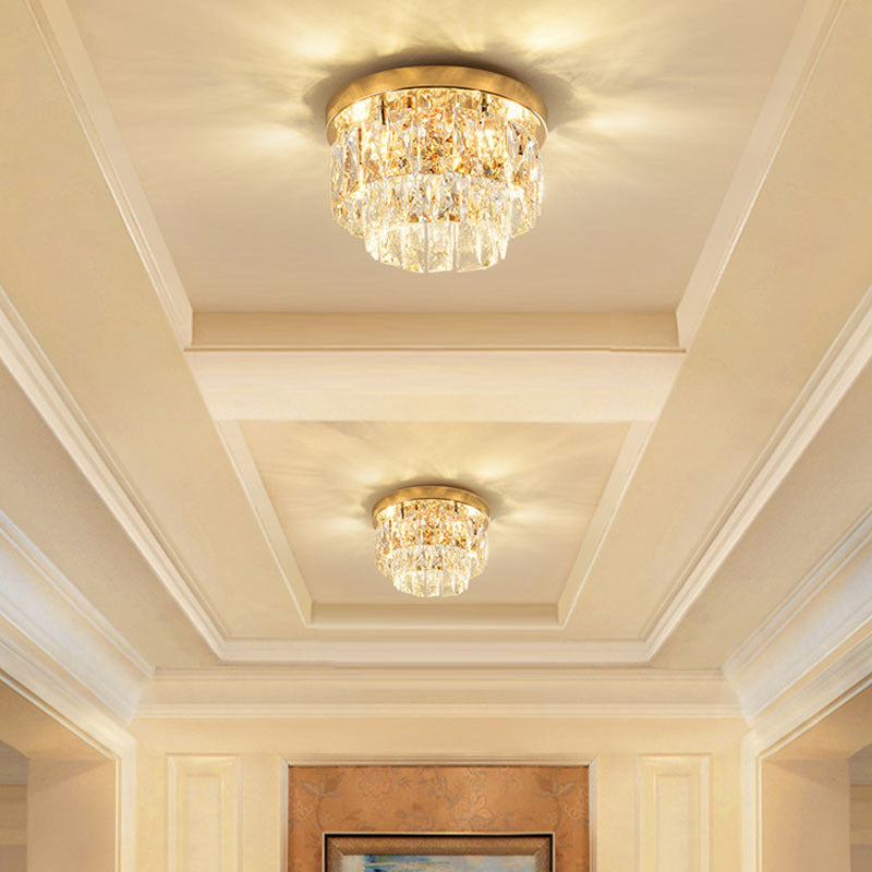 Elegancka luksusowa lśniący kryształowa lampka sufitowa LED do salonów i sypialni
