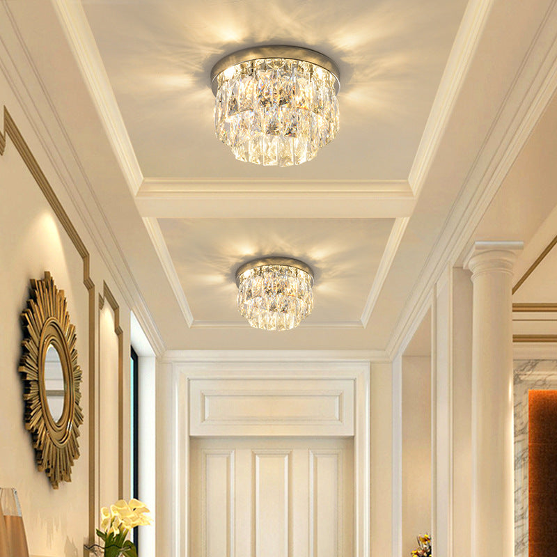 Elegancka luksusowa lśniący kryształowa lampka sufitowa LED do salonów i sypialni
