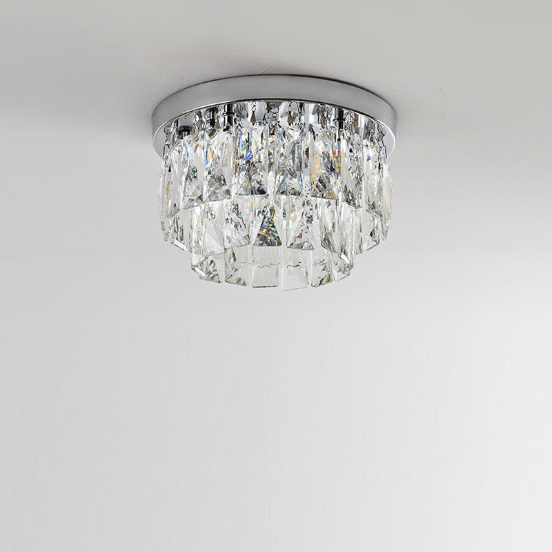 Elegancka luksusowa lśniący kryształowa lampka sufitowa LED do salonów i sypialni
