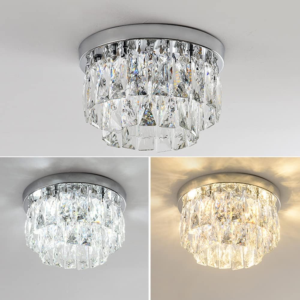 Elegancka luksusowa lśniący kryształowa lampka sufitowa LED do salonów i sypialni
