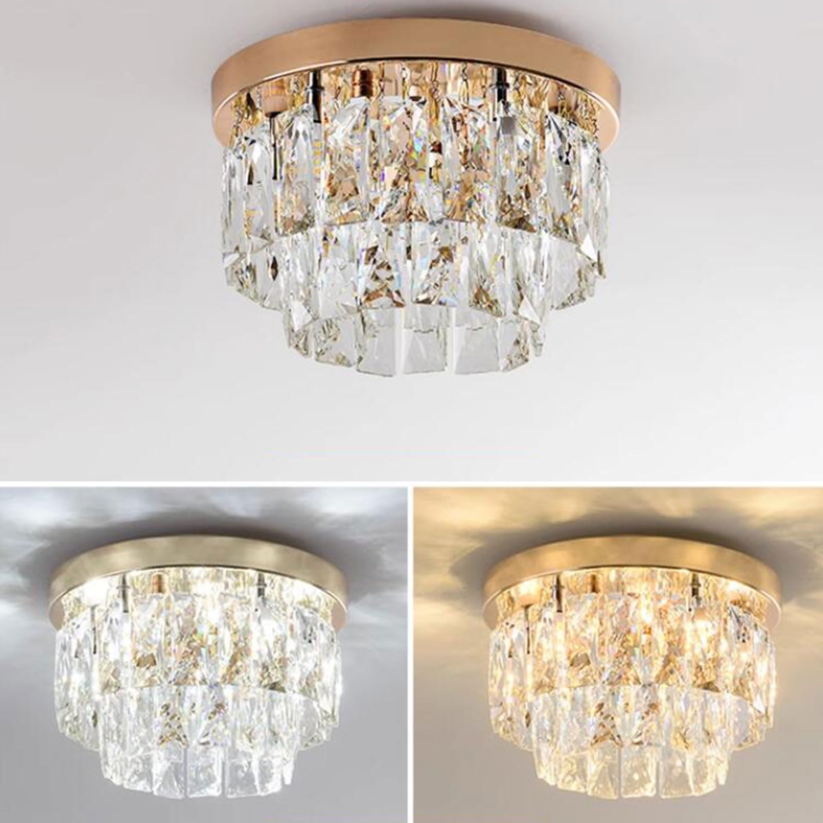 Elegancka luksusowa lśniący kryształowa lampka sufitowa LED do salonów i sypialni