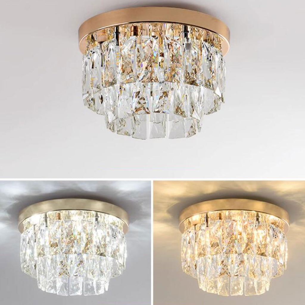 Okrągła lampa sufitowa LED z efektem kryształu – nowoczesna oprawa do wnętrz