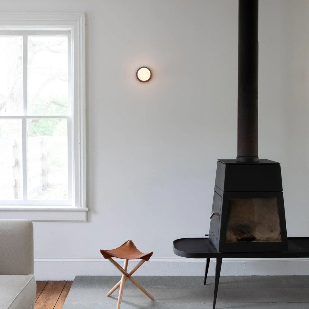 Minimalistyczna skandynawska okrągła szklana lampa ścienna