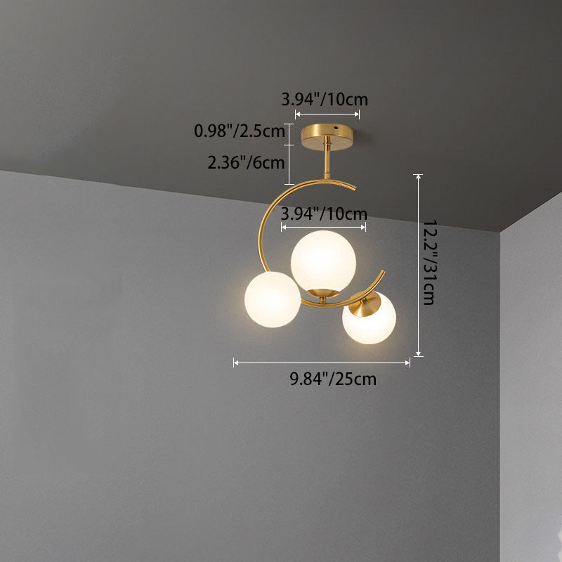 Przytulna skandynawska szklana lampa sufitowa w zakrzywionego globusa