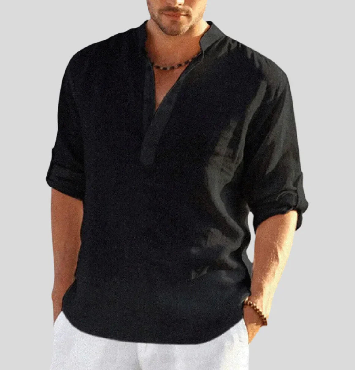 Męska koszula casual Kołnierzyk luźny krój codzienny styl