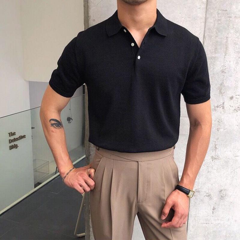 Męska koszulka polo z krótkim rękawem Dopasowany krój styl casual klasyczny