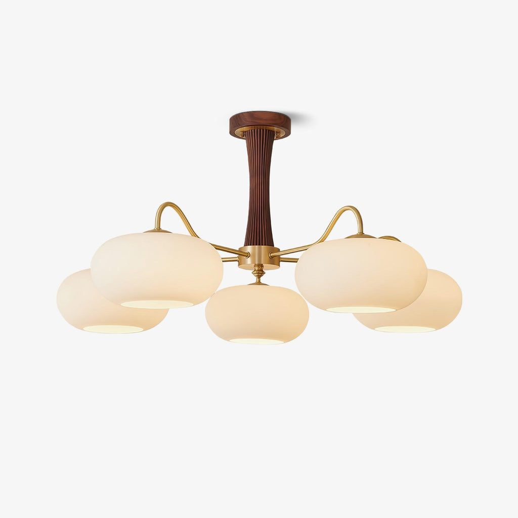 Luksusowa lampa sufitowa w stylu mid-century z mosiądzu i szkła