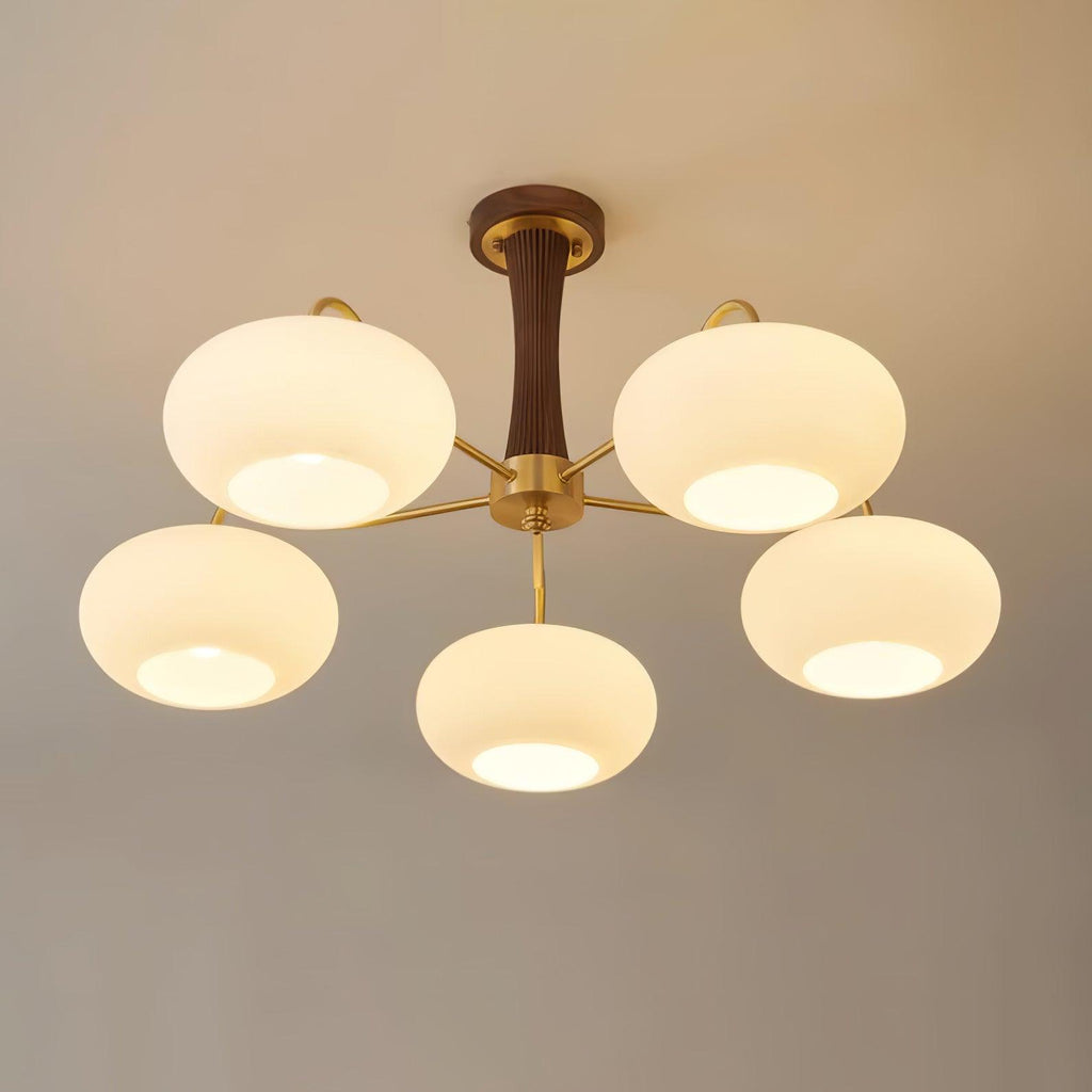 Luksusowa lampa sufitowa w stylu mid-century z mosiądzu i szkła