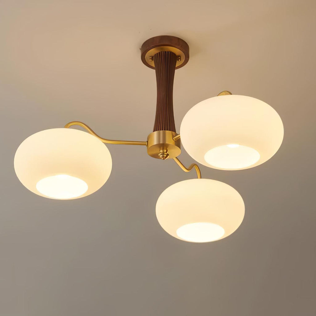 Luksusowa lampa sufitowa w stylu mid-century z mosiądzu i szkła