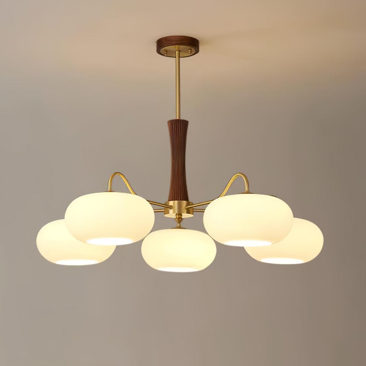 Luksusowa lampa sufitowa w stylu mid-century z mosiądzu i szkła