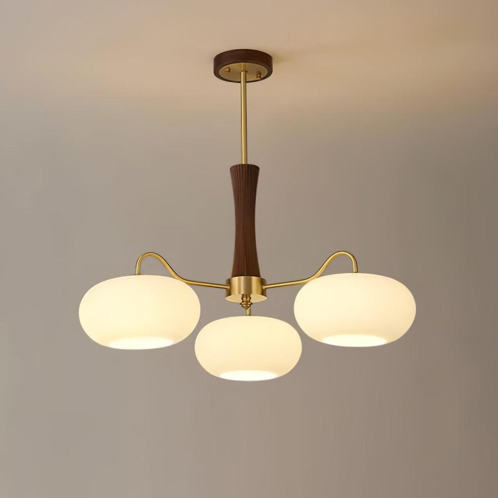 Luksusowa lampa sufitowa w stylu mid-century z mosiądzu i szkła