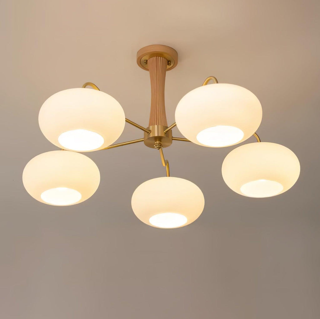 Luksusowa lampa sufitowa w stylu mid-century z mosiądzu i szkła
