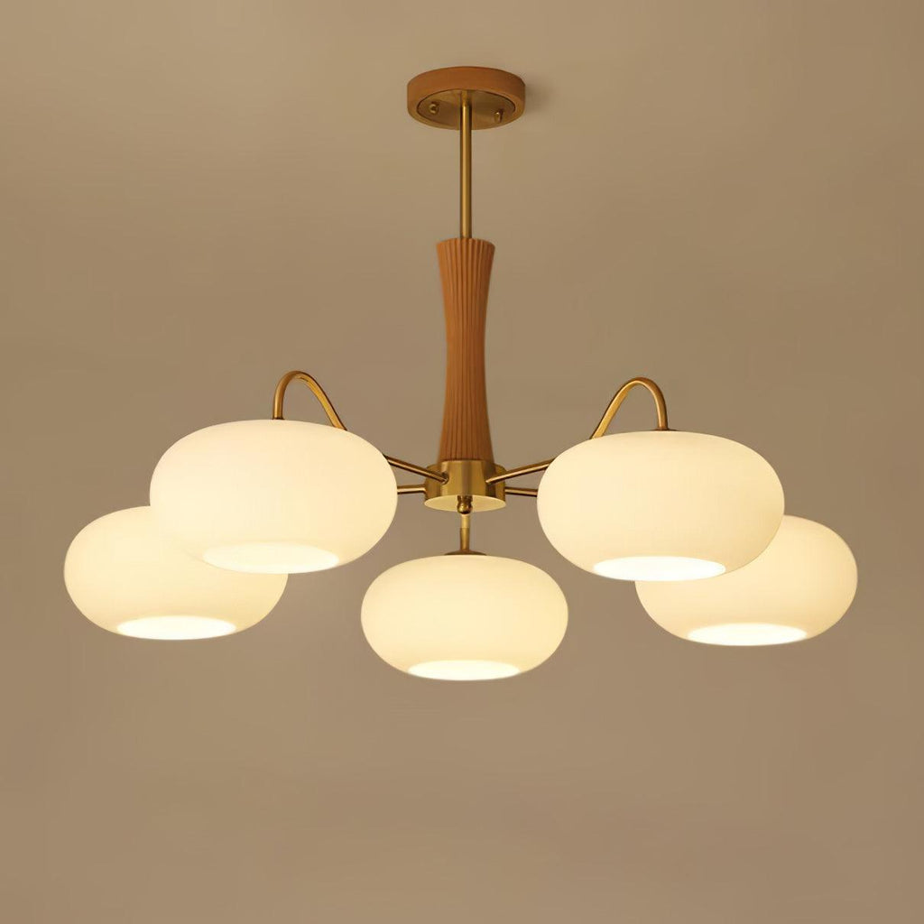 Luksusowa lampa sufitowa w stylu mid-century z mosiądzu i szkła