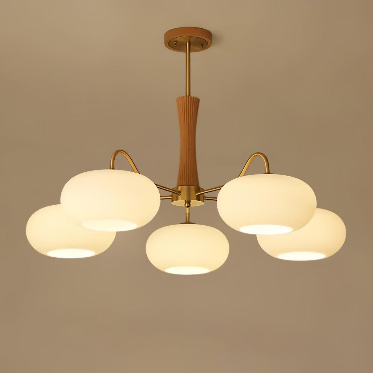 Luksusowa lampa sufitowa w stylu mid-century z mosiądzu i szkła
