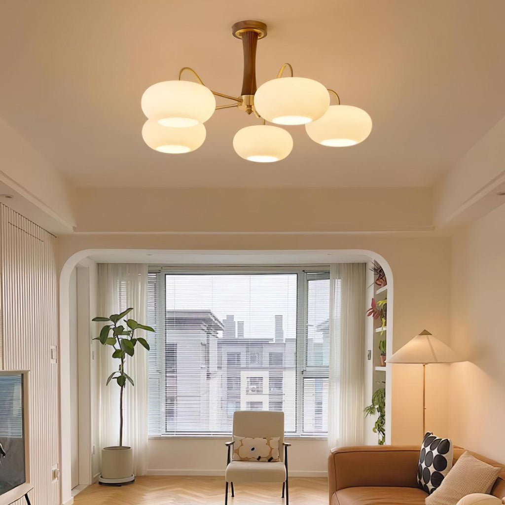 Luksusowa lampa sufitowa w stylu mid-century z mosiądzu i szkła