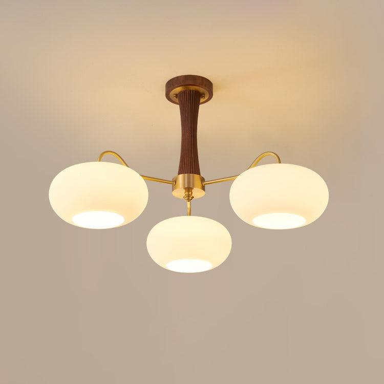 Luksusowa lampa sufitowa w stylu mid-century z mosiądzu i szkła