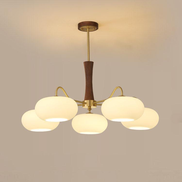 Luksusowa lampa sufitowa w stylu mid-century z mosiądzu i szkła