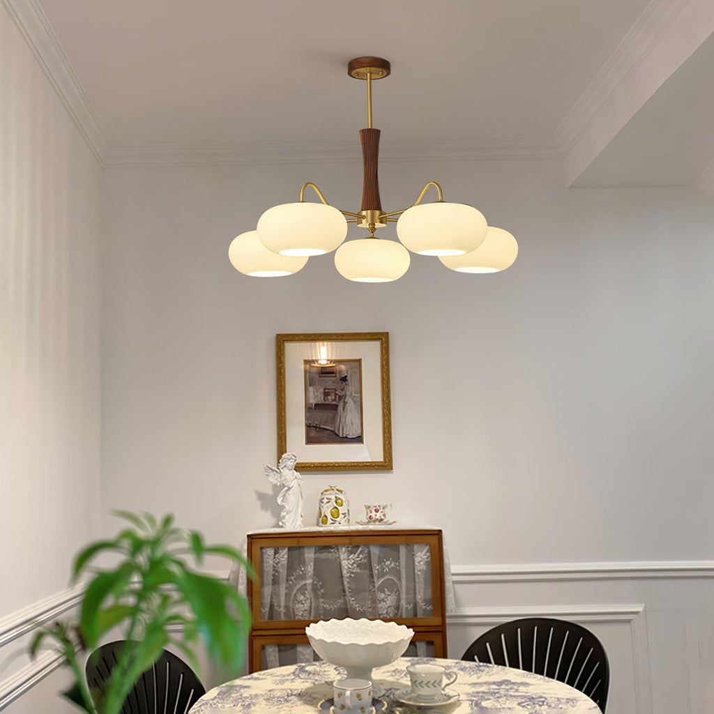 Luksusowa lampa sufitowa w stylu mid-century z mosiądzu i szkła