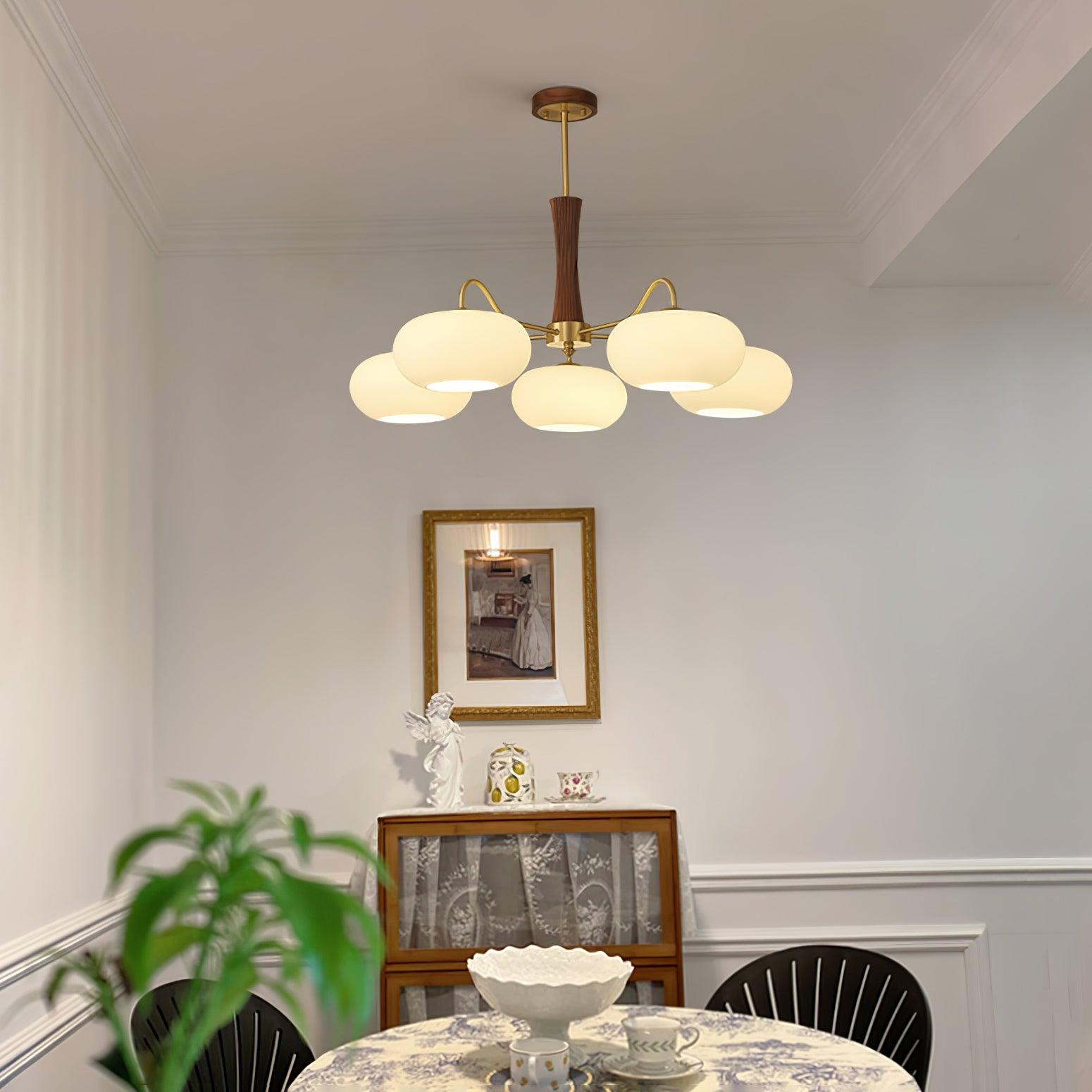 Luksusowa lampa sufitowa w stylu mid-century z mosiądzu i szkła