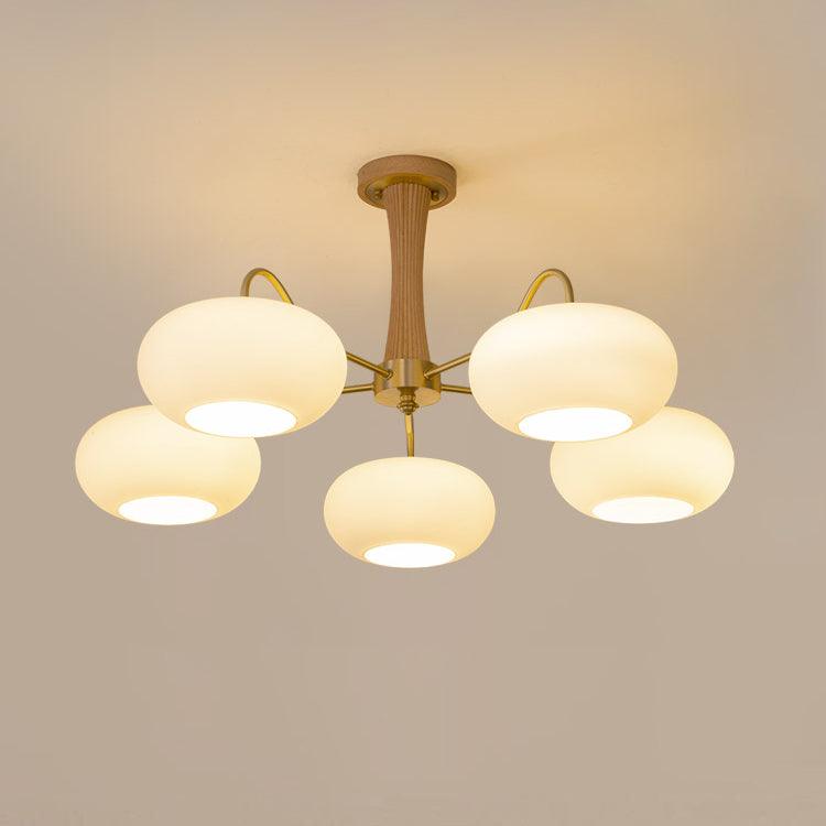 Luksusowa lampa sufitowa w stylu mid-century z mosiądzu i szkła
