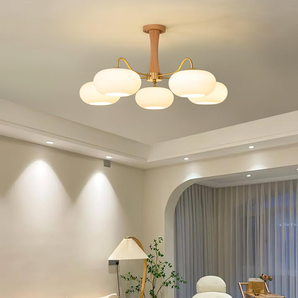 Luksusowa lampa sufitowa w stylu mid-century z mosiądzu i szkła