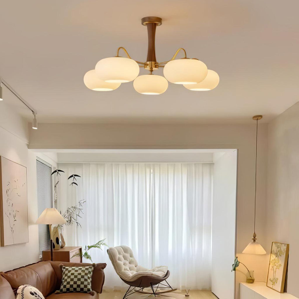 Luksusowa lampa sufitowa w stylu mid-century z mosiądzu i szkła