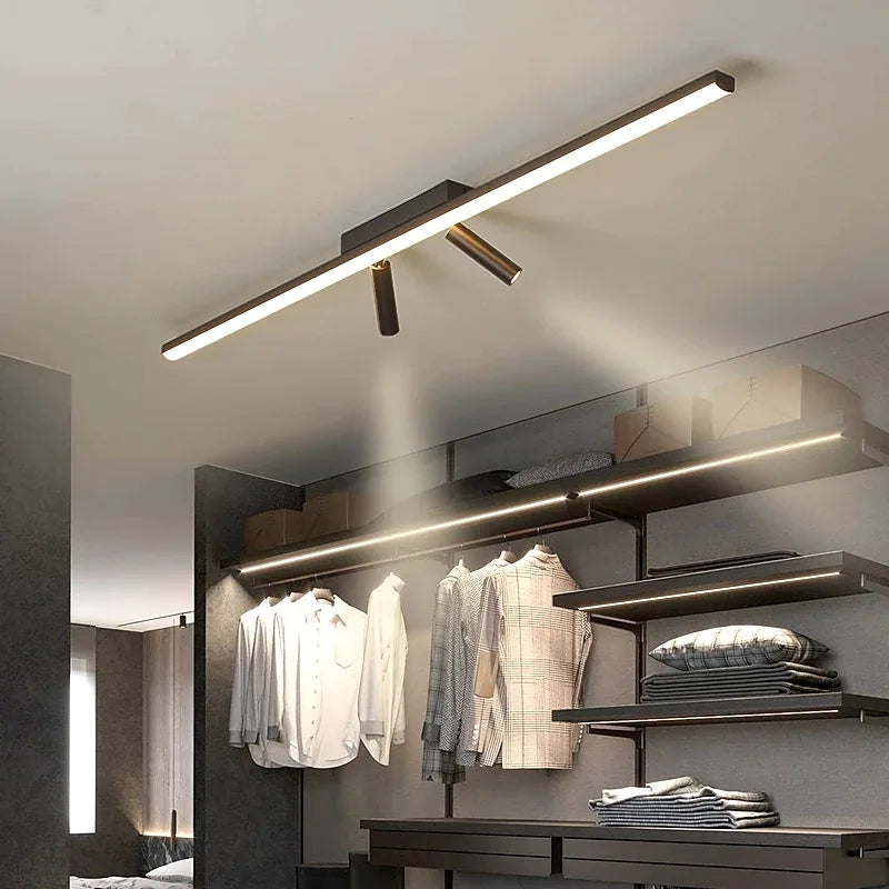 Nowoczesna, liniowa lampa sufitowa w kolorze czarnym do pomieszczeń mieszkalnych