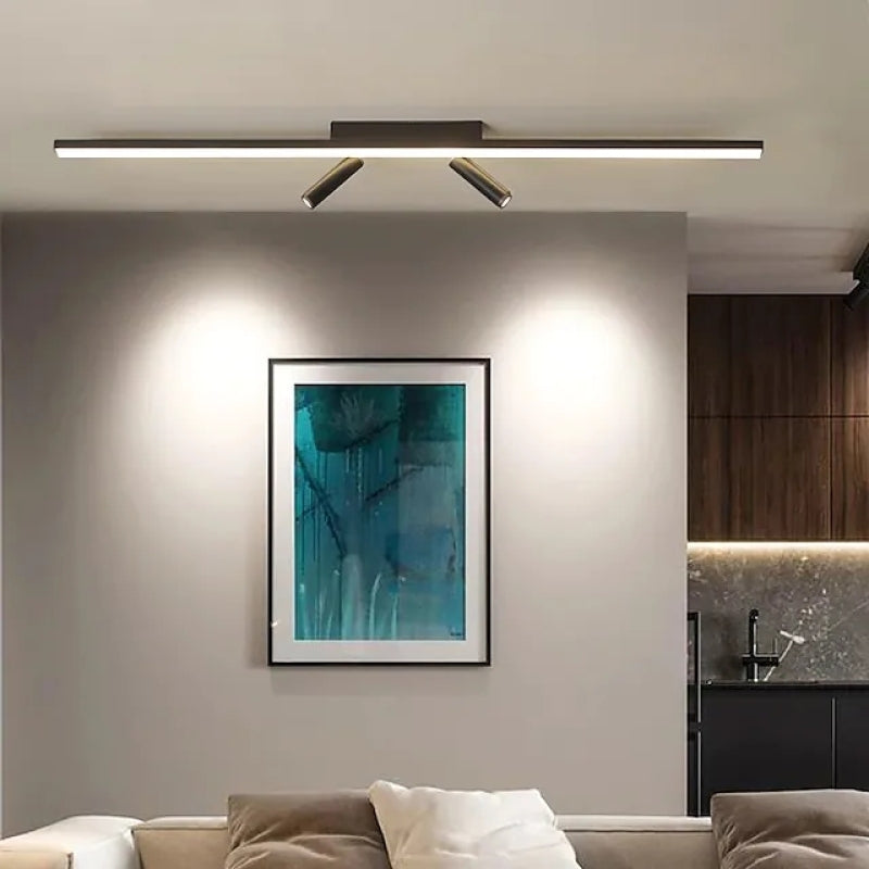 Nowoczesna, liniowa lampa sufitowa w kolorze czarnym do pomieszczeń mieszkalnych
