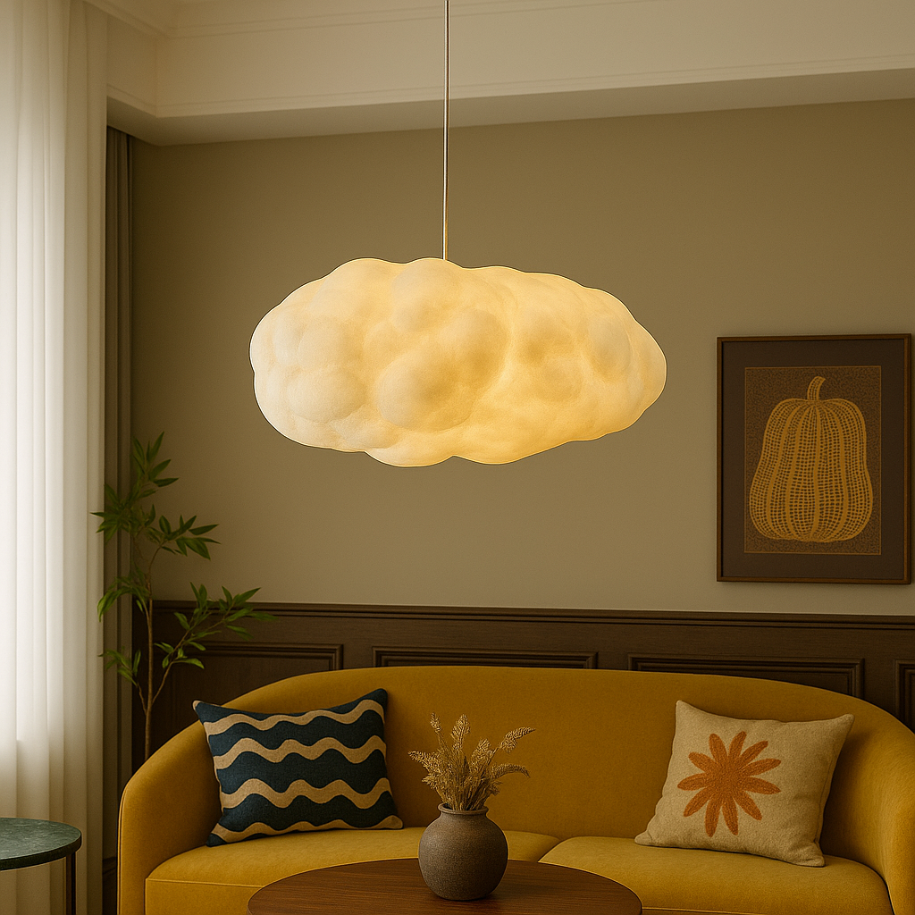 Stylowa lampa wisząca LED w kształcie chmury do nowoczesnego domu