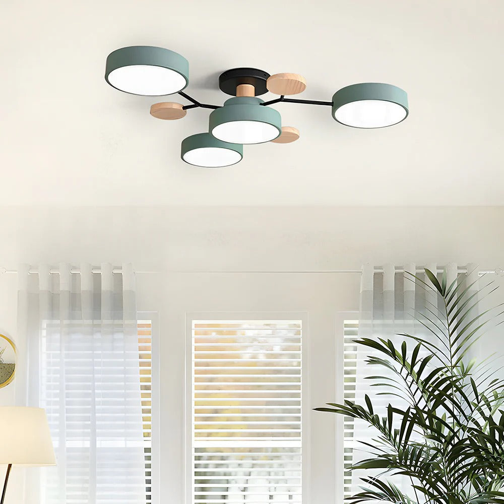 Subtelna geometryczna okrągły lampa sufitowa LED do nowoczesnych pomieszczeń
