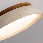 Stylowa lampa sufitowa z trawertynu i drewna
