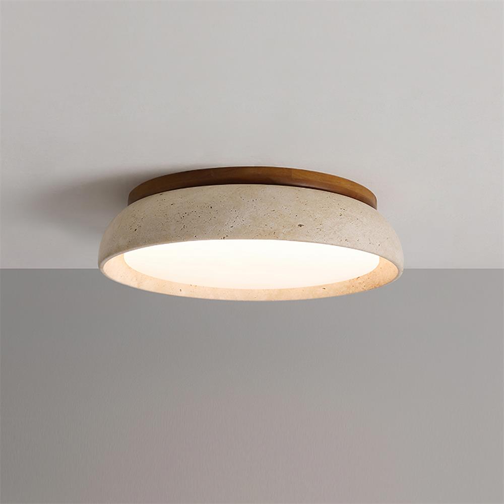Stylowa lampa sufitowa z trawertynu i drewna