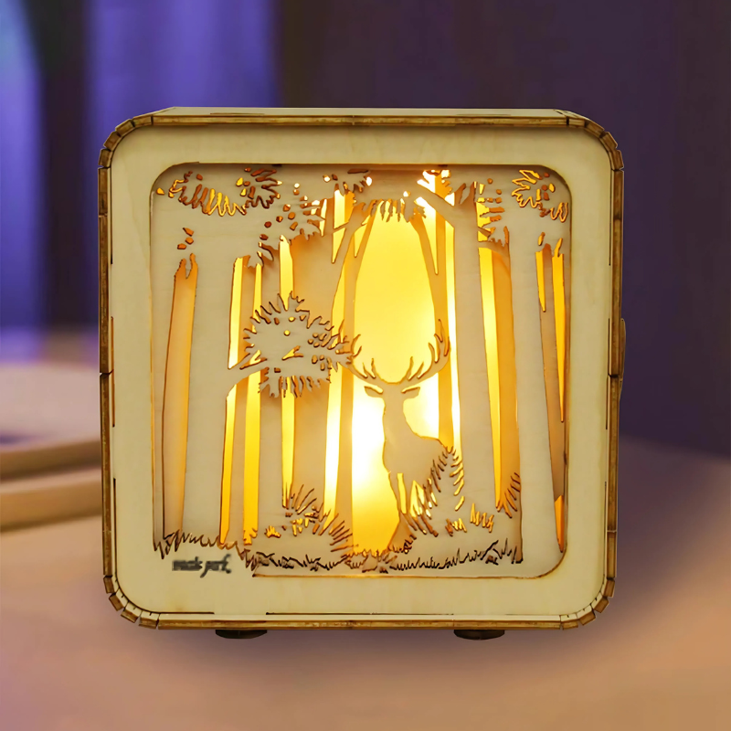 Kreatywna artystyczna drewniana DIY lampa 3D