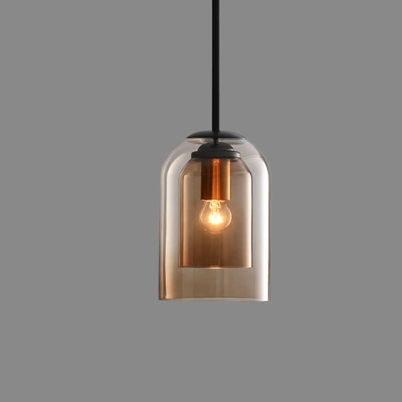 Lampa wisząca z podwójnym szkłem z połowy wieku do jadalni i salonów