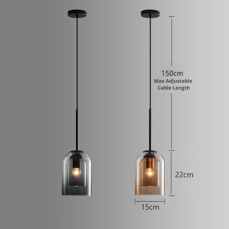 Designerskie lampy sufitowe – lampa wisząca z podwójnym kloszem w stylu mid-century