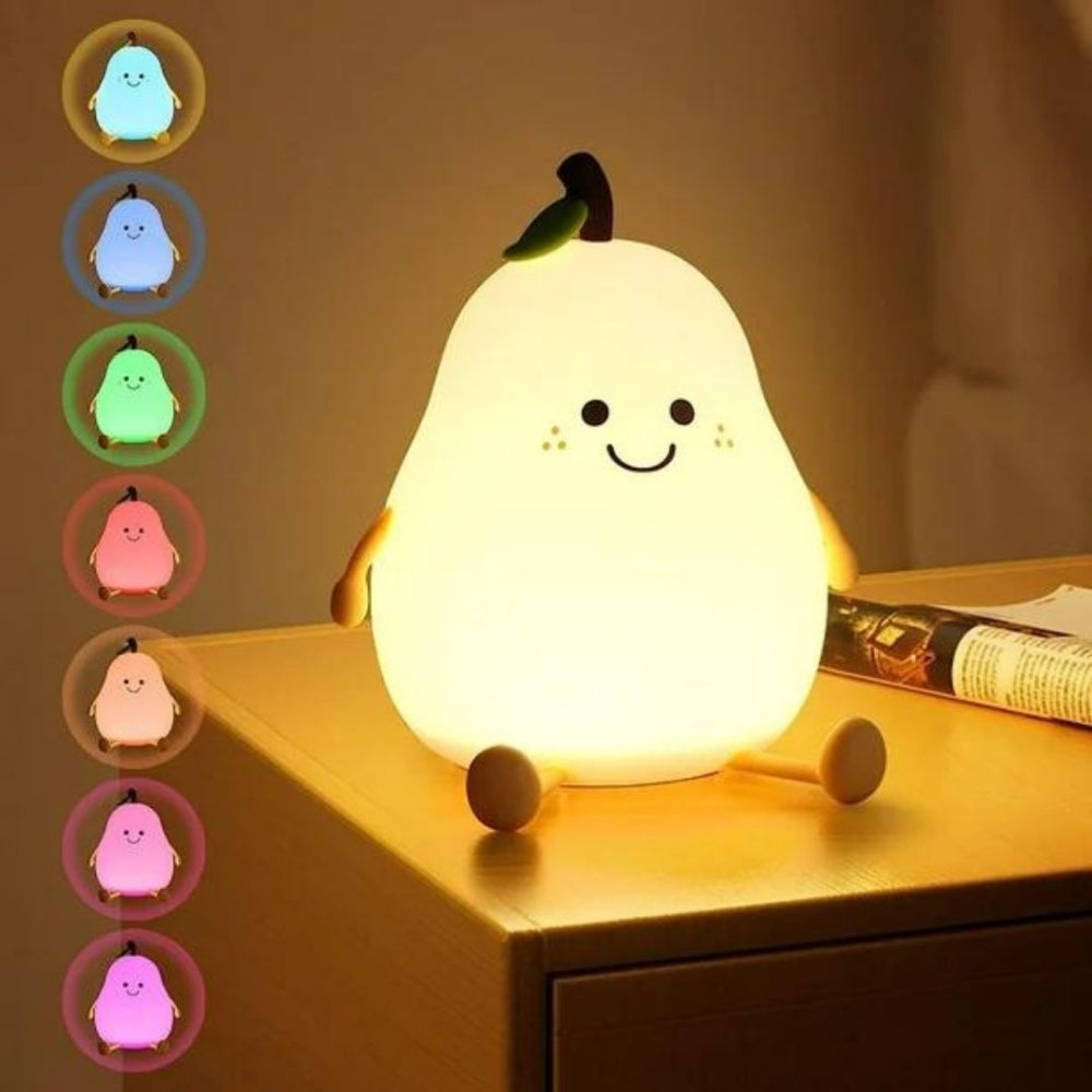 Ciepła uśmiechnięta gruszka LED lampka nocna